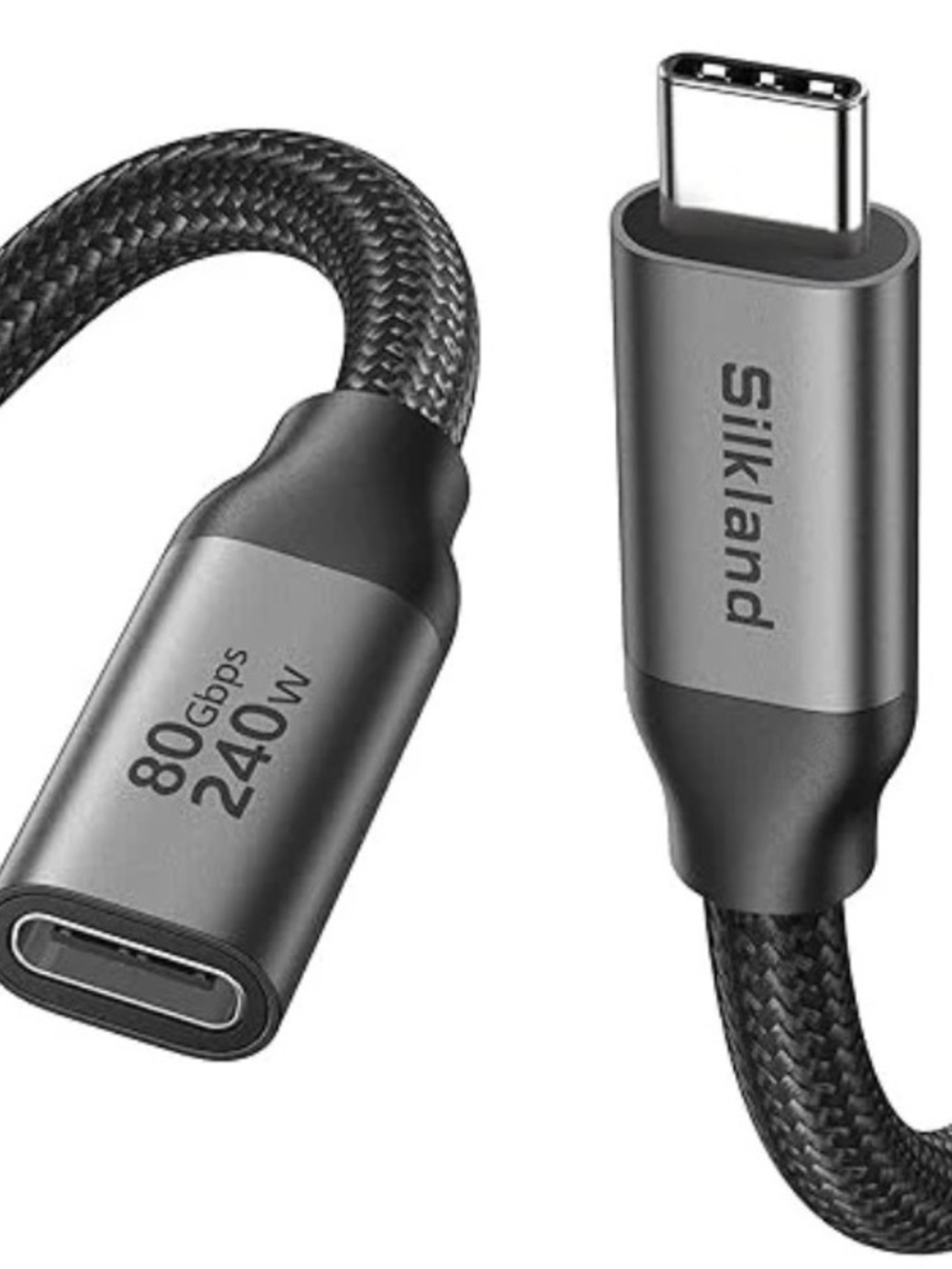 Silkland 80Gbps USB 4 Extension Cable for Thunderbolt 5/4, [240W Charging